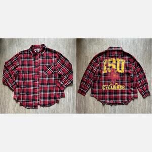 Gameday Social Red/Black/White Plaid Iowa State Cyclones Flannel Shirt Size XL